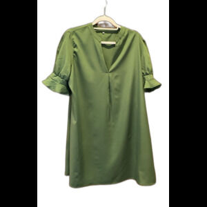 Knee Lenth Dress Size XXL V Neck Green‎ Short Fitted Sleeve Flowy Dressy